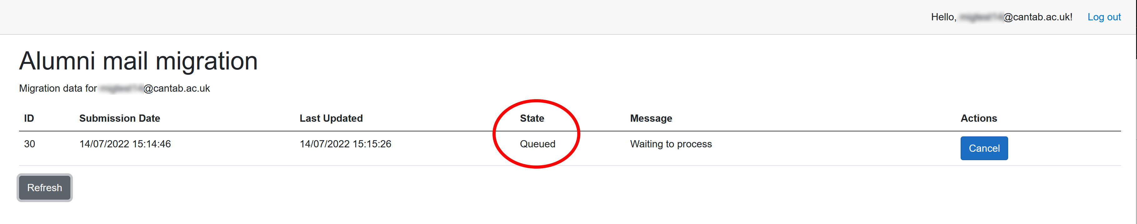 Queued status